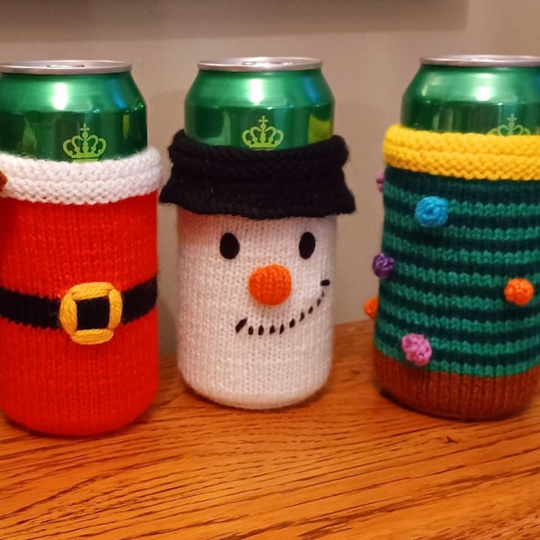 PDF Christmas DK knitting pattern - Can Sleeve Koozie/Cosy/Sleeve/Coozie - Easy to Follow Novelty Gift - Knitting-Xmas