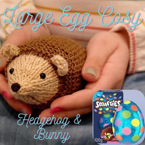 GardenFriends Easter Egg Cover Knitting Pattern DK 98g Gift Charity knit EASY Easter Egg Hunt Bunny Hedgehog Mini Eggs Dairy Milk Toy Puppet