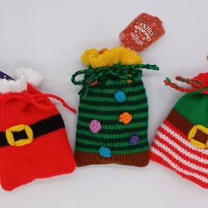 PDF Christmas DK Knitting Pattern Decoration Chocolate Coin Bags Gift Charity knit EASY Christmas Eve Box