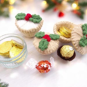 PDF Knitting Pattern Mince Pie Ferrero Rocher Lindt Christmas Knitting Pattern Table Favours - Easy Charity Gift Knits Holly
