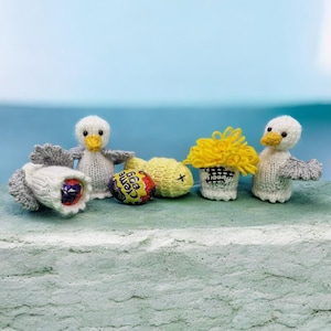 MODELLO DI LAVORO A MAGLIA Copri-uova color crema per picnic pasquale Gabbiano FACILE Caccia alle uova di Pasqua di beneficenza Fish and Chips