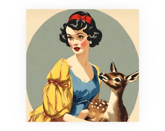 Snow White Art Print, Princess Fanart, Vintage Style Poster