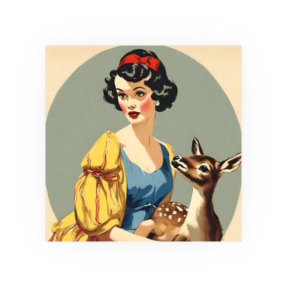 Snow White Art Print, Princess Fanart, Vintage Style Poster