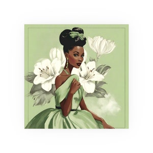 Green Princess Fan Art Poster, Vintage Style Wall Art, Satin and Archival Matte Posters
