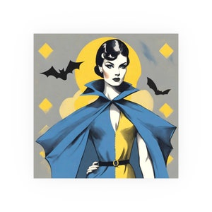 Classic Bat Girl Poster, Comic Book Poster, Vintage Style Wall Art, Satin and Archival Matte Posters