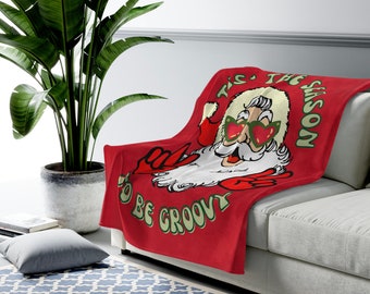 Groovy Christmas - Hippie Santa Velveteen Plüschdecke