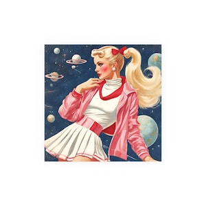 Cartel de la chica espacial, marinero rosa, carteles satinados y mate de archivo
