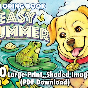 Easy Summer: 50 Large Print Spring Designs Adult Coloring Book