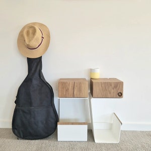 Side table. Oak and metal.