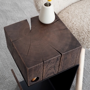 Unique Black Nightstand: Minimalist Metal Side Table, Modern Scandinavian Design, Perfect for Living Room or Bedroom Decor