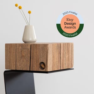 Handmade Solid Oak End Table: Modern Minimalist Bedside Table