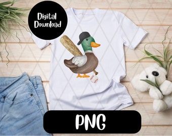 Baseball Duck PNG: Sports Sublimation (Digital Download)
