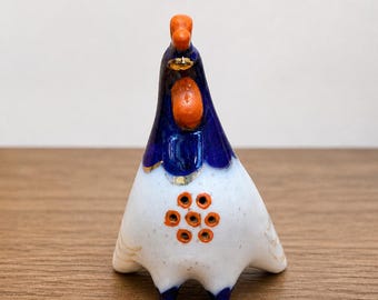 Vintage porseleinen haan peper- en zoutstel | Blauwwitte keramische vogel | Handgeschilderde USSR-stijl
