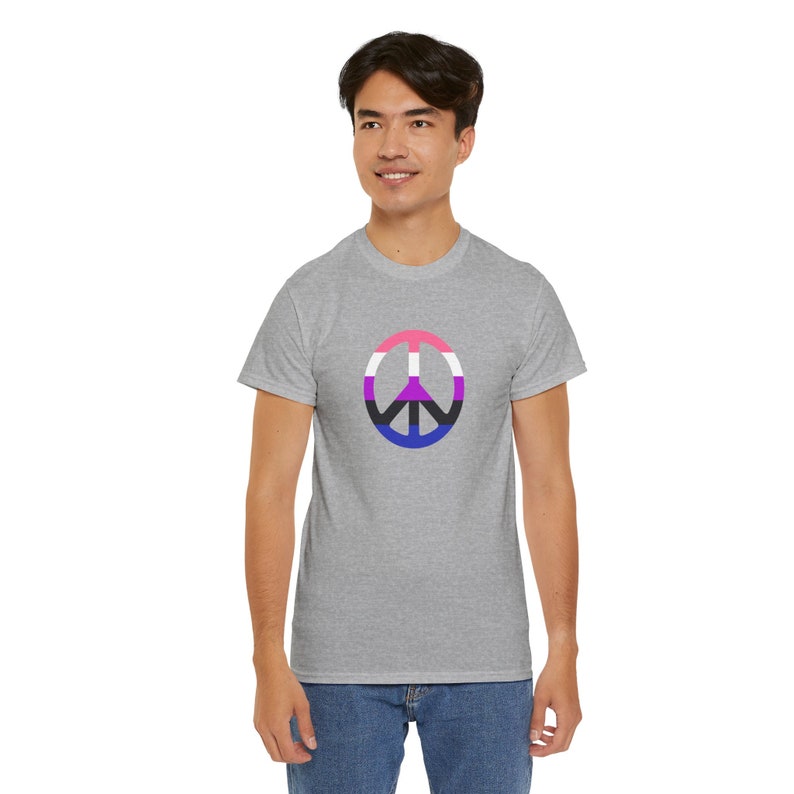 Genderfluid Peace Sign Classic Fit T-shirt Gender Fluid Pride T-shirt ...