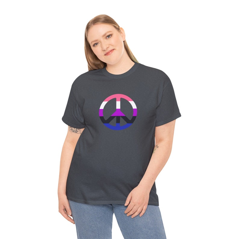 Genderfluid Peace Sign Classic Fit T-shirt Gender Fluid Pride T-shirt ...