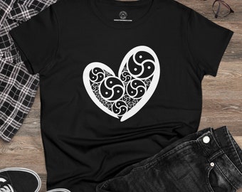 BDSM Triskelion Heart semi-fitted T-shirt | Submissive T-shirt | Kinky t-shirt | Kink T-shirt | Dom Sub | Top | Bottom | Love | Graphic Tee