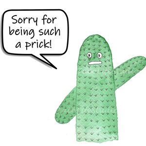 Printable Funny Apology Card with Cactus, Sorry for being a Prick, Im Sorry Card, Printable, Watercolor, Digital Download