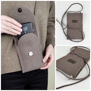 Mini bolso de hombro para teléfono | Estuche de algodón con correa ajustable | Funda de teléfono de algodón hecha a mano con correa | Bolso bandolera pequeño para tu teléfono