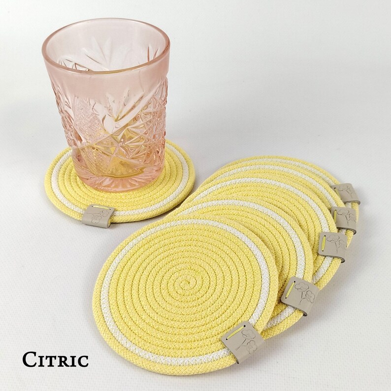 Cotton Rope Coasters Set of 4 - 12, Round Braided Drink Coasters, 4.7 ...