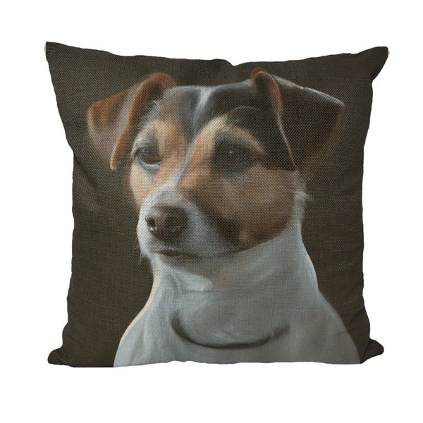 Amoureux des chiens jeter oreiller jack russell chien portrait peinture