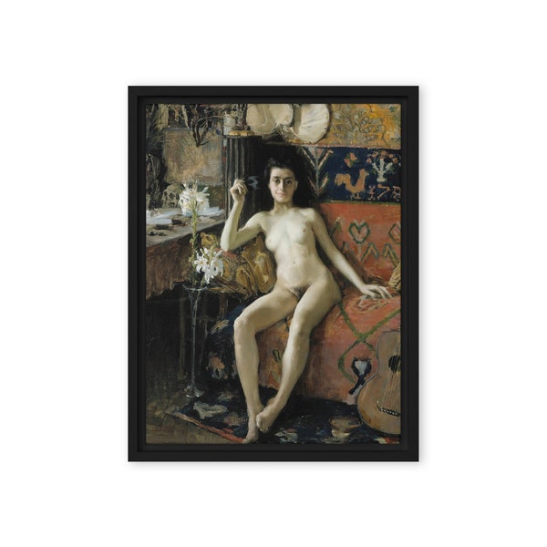 Unmasked (1888) by Akseli Gallen-Kallela - Framed Canvas Art Print 12" x 16" | 30 cm x 40 cm