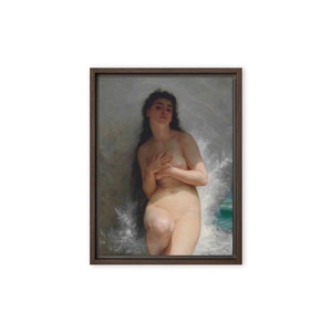 The Pearl (1894) by William-Adolphe Bouguereau - Framed Canvas Art Print 12&quot; x 16&quot; | 30 cm x 40 cm