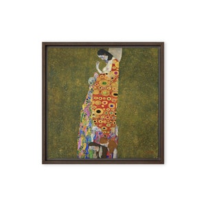 Hope II (1907–1908) by Gustav Klimt - Framed Canvas Art Print 16&quot; x 16&quot; | 40 cm x 40 cm
