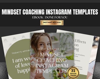 Plantillas de Instagram para coaching mental / Redes sociales para coaches de bienestar / Publicaciones de Canva para coaches de vida / Crecimiento personal