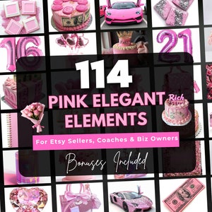 Pink Elegant Graphic Elements Pack by GenerationalLuxury• Private Label •AI Stock Photo Bundle - AI DFY Images •Social Media