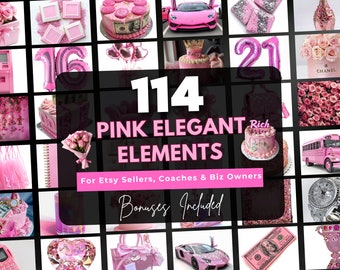 Pink Glamour Grafikpaket: 100+ Luxus KI-Elemente (Digitaler Download)