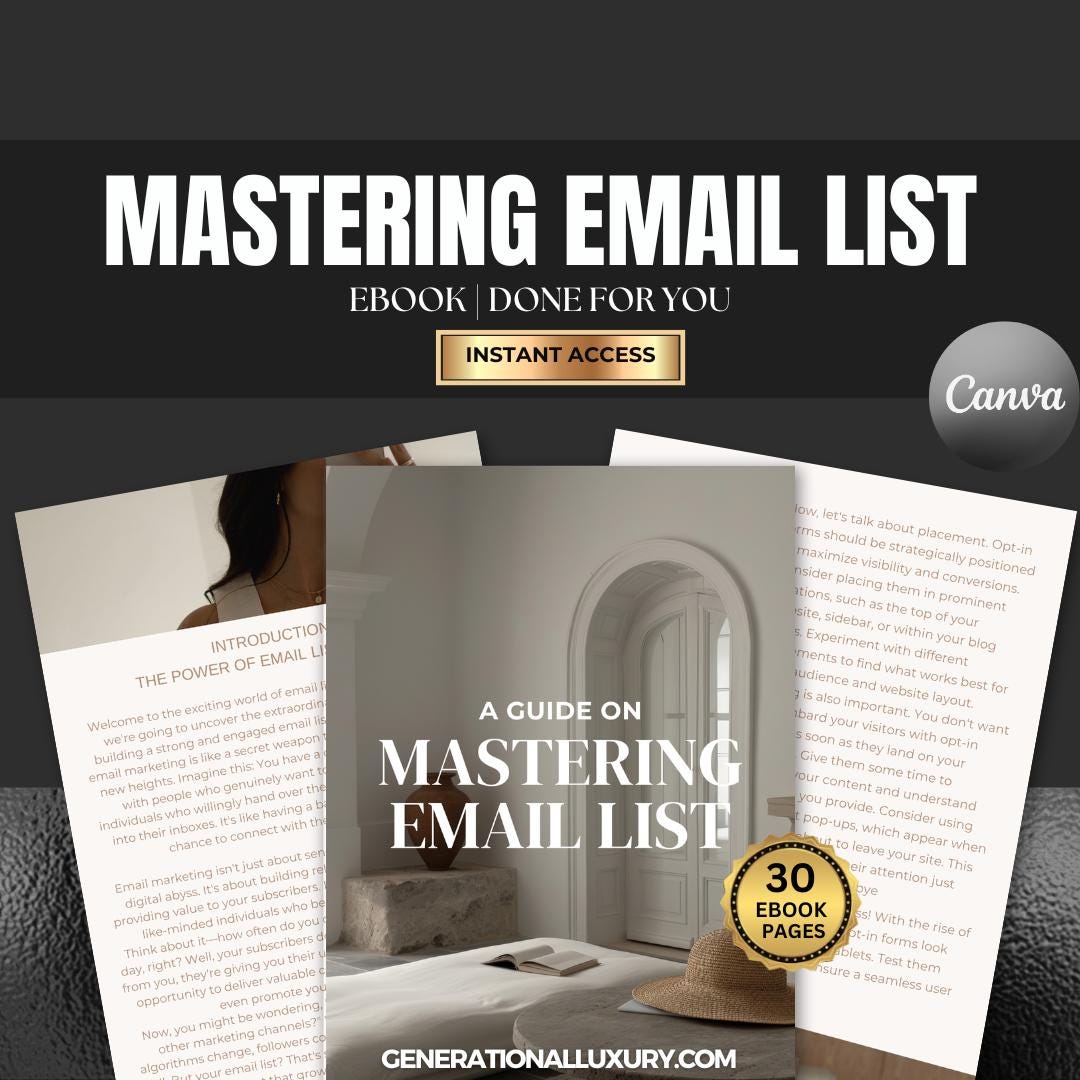 Mastering Email List PLR Ebook | Canva Editable Digital Marketing Guide ...