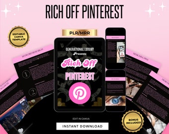 Pinterest Guide eBook: Canva Template, PLR/MRR (Digital Download)