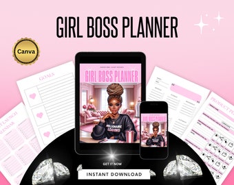 Girl Boss Planner Ebook Template: Canva Editable, Master Resell Rights (Digital Download)