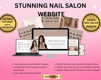 Nail Salon Website Template: Editable Canva Design