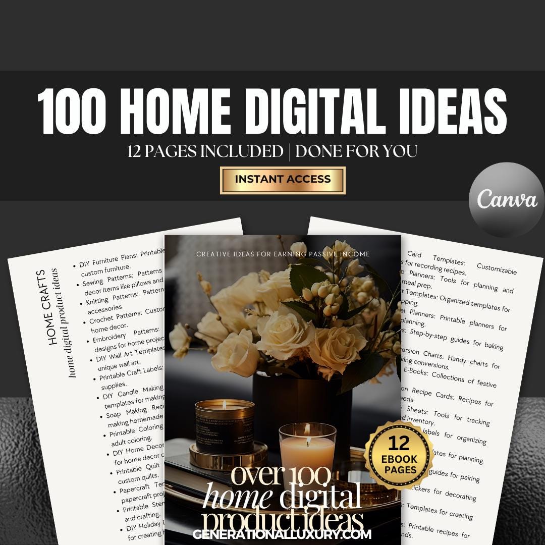 100 Home Decor Digital Product Ideas Ebook | PLR + MRR - Etsy