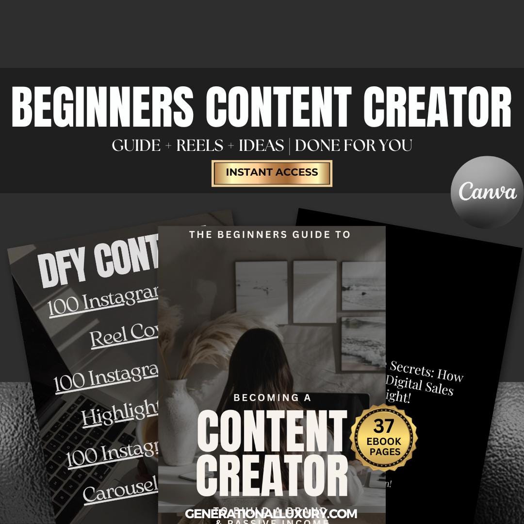 Content Creator Beginners Guide | PLR MRR Canva Ebook Template (PDF) - Etsy