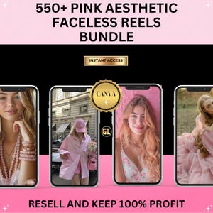 Pink Aesthetic Faceless Reels Stories, Posts Bundle| Master Resell Rights MRR PLR Videos| Digital Marketing Videos Canva Templates| Tiktok