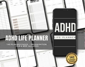 ADHD Planner: Customizable Digital Productivity Template (PLR & MRR)