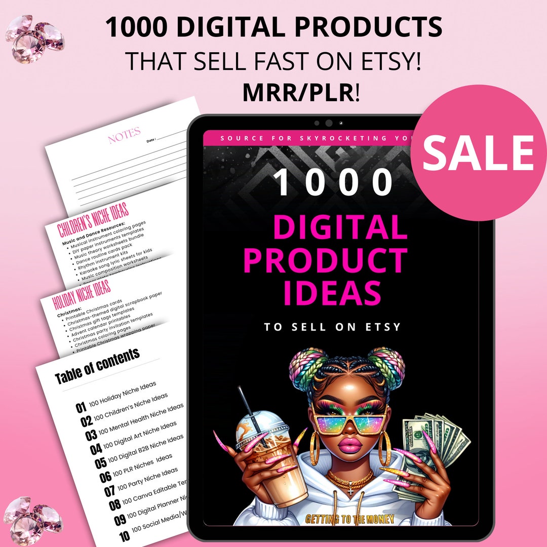 1000 Etsy Digital Product Ideas Ebook: Canva Editable (MRR/PLR) - Etsy