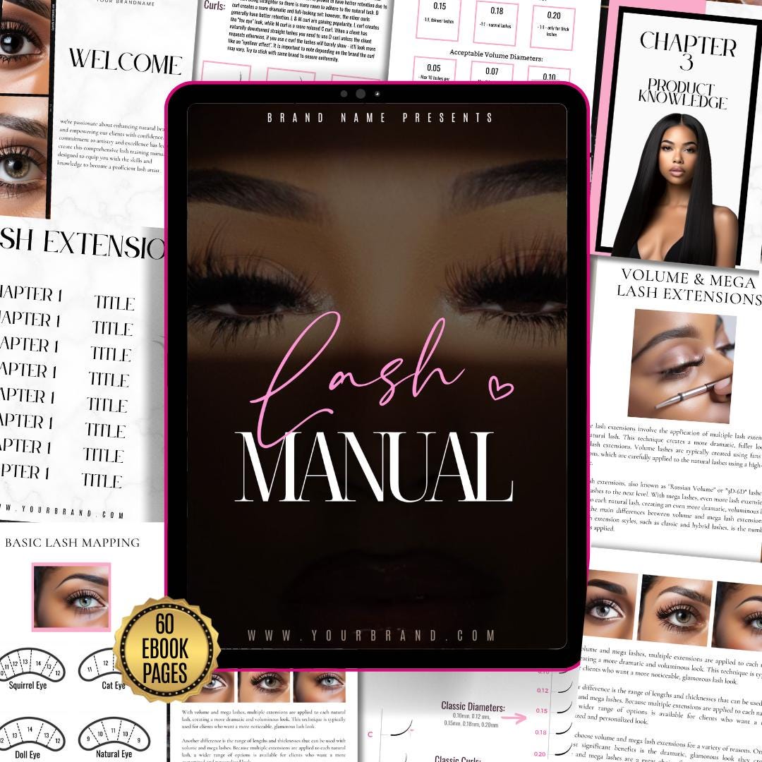 Editable Lash Tech Manual | Lash Business Training, Canva Template - Etsy