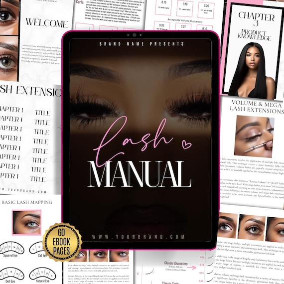 Editable Lash Tech Manual | Lash Business Training, Canva Template