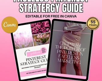 Faceless Pinterest Strategy eBook | PLR + MRR | Beginners Guide | Digital Marketing | Canva Editable | Resell Rights