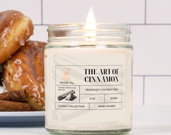 The Art Of Cinnamon Candle | Hand Poured 9 oz | Holiday Candle | Soy Coconut Wax | Scented Candle | Christmas Candle , candle