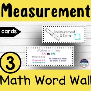 3rd Grade Math Word Wall Measurement- Vocabulary Cards