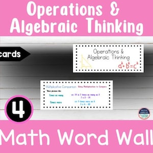 4th Grade Math Word Wall Operations & Algebraic Thinking- Vocabulary Cards