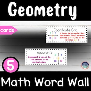 5th Grade Math Word Wall Geometry- Vocabulary Cards