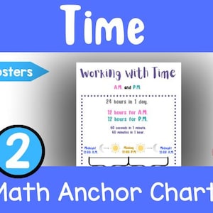 2nd Grade Math Anchor Charts Working with Time Posters