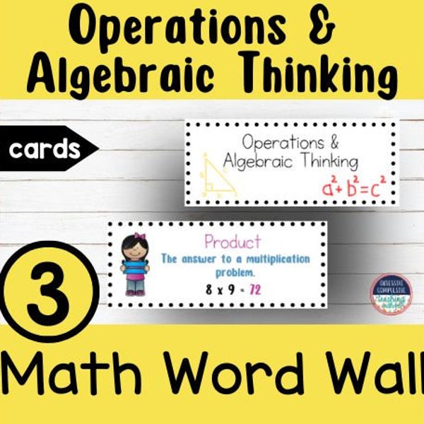 3rd Grade Math Word Wall Operations and Algebraic Thinking - Vocabulary Cards