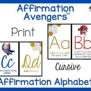 Affirmation Avengers Classroom Affirmation Alphabet SEL, Self-Esteem, & Self-Love Support