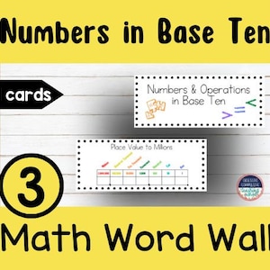 3rd Grade Math Word Wall Numbers in Base Ten- Vocabulary Cards